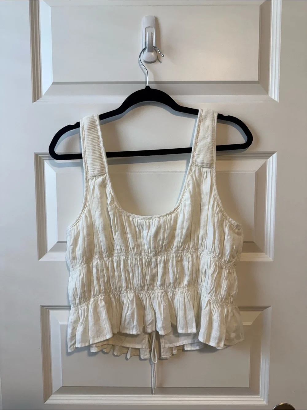 Abercrombie White Ruched Tie-Front Crop Tank - Picture 6 of 7